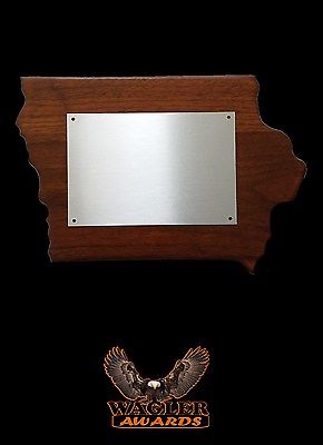 New Wagler Awards Walnut Wood Iowa State Shaped Wall Plaque, 10