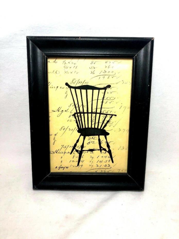 vintage Hand Cut Paper Sillouette Of Windsor Chair Framed 8.75”x6.75”