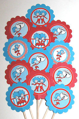 Dr Seuss Thing 1 Thing 2 Cupcake Toppers/Party Picks  Item #268