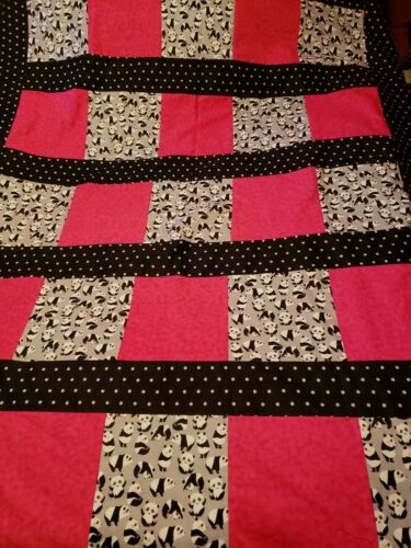 QUILT Panda's with Pink and Polka Dots -58