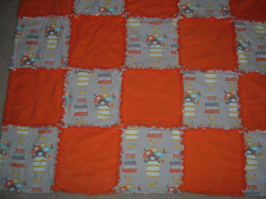 MONKEY RAG QUILT CHILD -BABY COTTON FLANNEL VERY CUTE GREAT GIFT