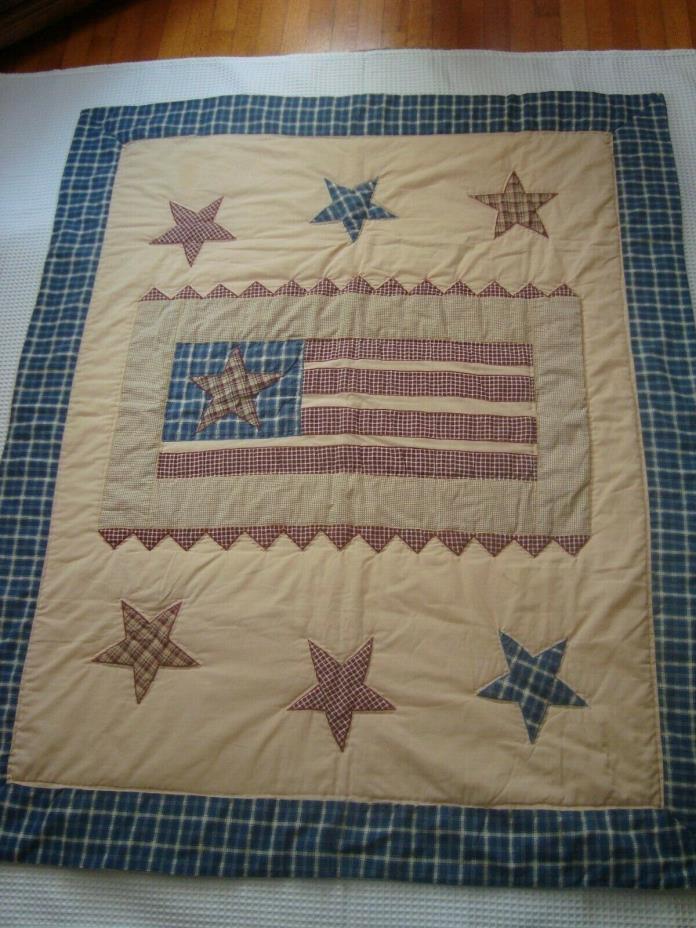 Large Quilt / Wall hanging / Primitive / Flag/ Americana Vintage Prim Folk Art