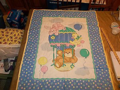 NEW HANDMADE HAND QUILTED BABY  crib lap QUILTS ANIMALS IN BALLOON quilt