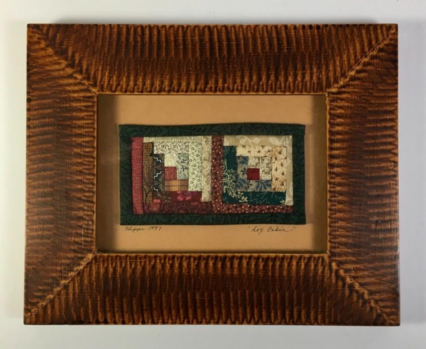 Double Log Cabin Miniature Quilt Block Matted and Framed 1997