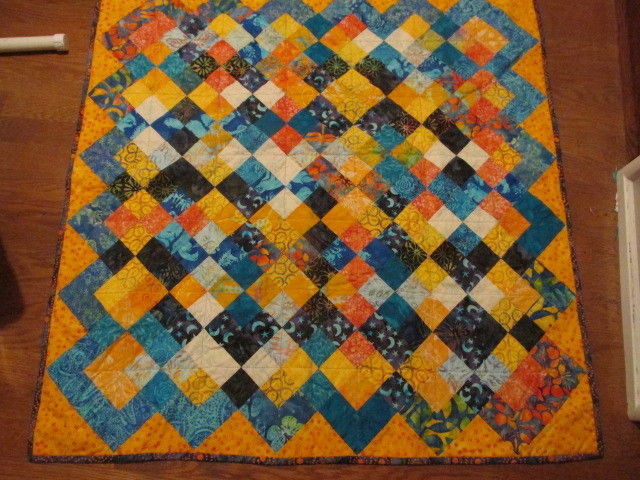 Wheelchair / Lap/ Crib quilt - Colorful Batiks - handmade - 40