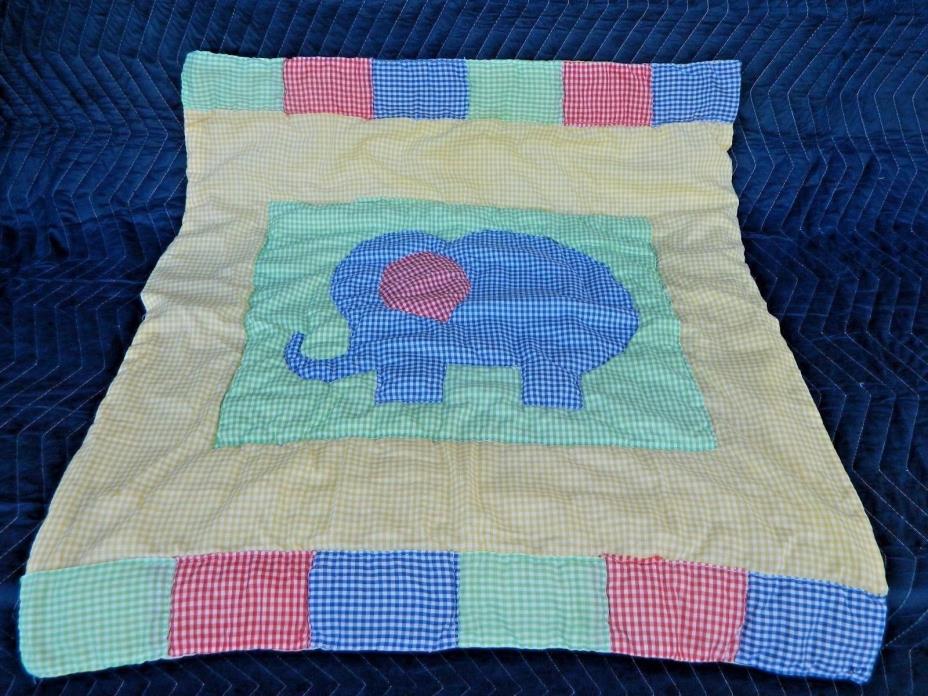 Handmade Colorful Quilt Elephant Baby Blanket 35x30 Lap Wall Hanging