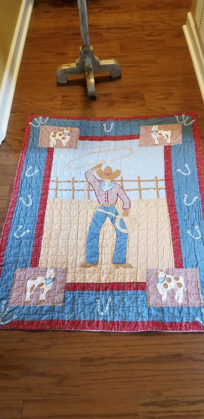 Cowboy Wall or Lap Quilt 36 inches by 45 inches