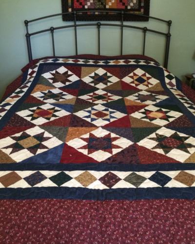 Scrappy Stars Throw or Quilt Machine Quilted 68” x 78 Country Colors