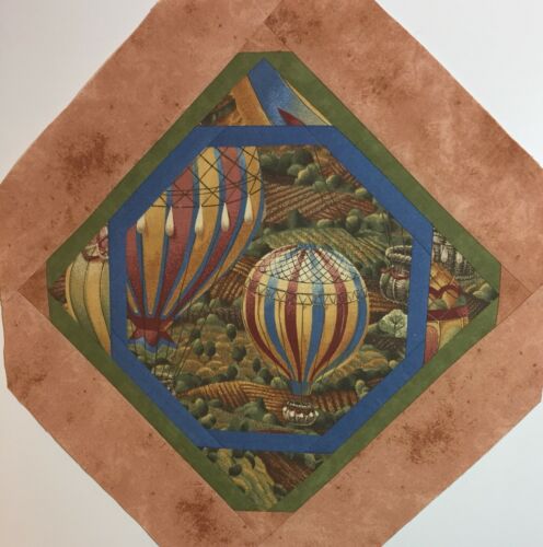 HOT AIR BALLOON OVER THE COUNTRYSIDE QUILTED TABLE TOPPER MINI QUILT - 13