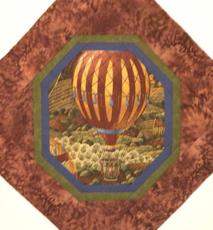 HOT AIR BALLOON OVER THE COUNTRYSIDE #2 QUILTED TABLE TOPPER MINI QUILT  13