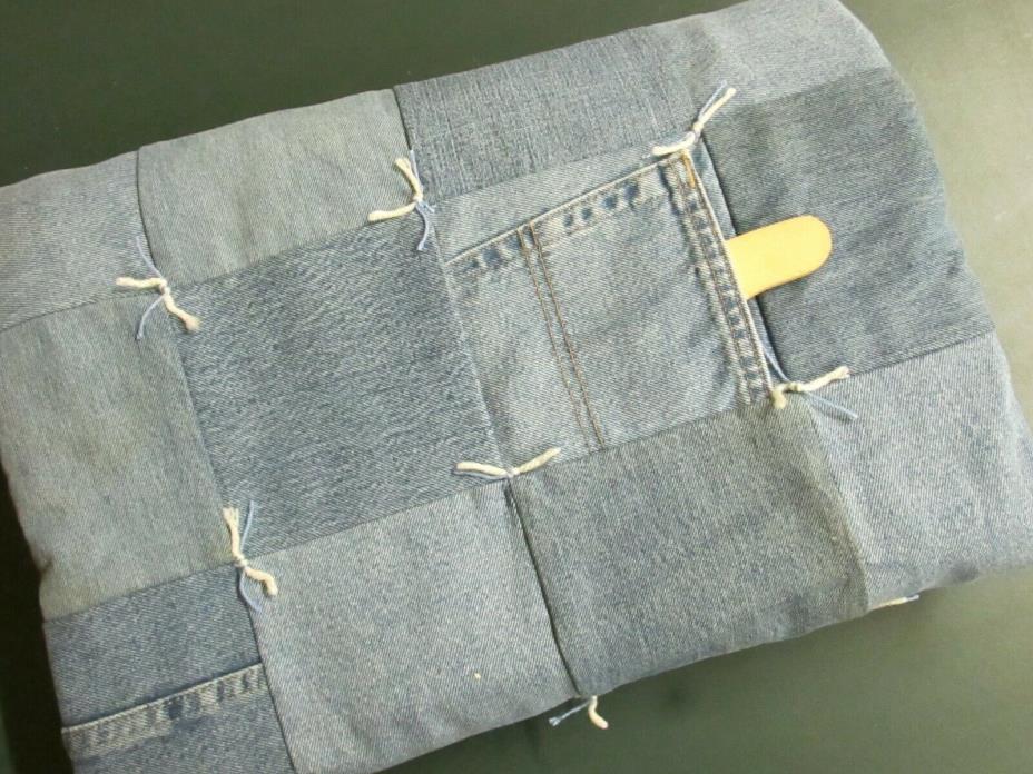 NEW Handmade denim blue jeans baby crib quilt play blanket