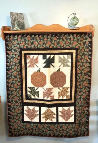 Quilted Pumpkin Wall Hanging or Lap Quilt- Machine Quilted- 42” x 53”- Handmade