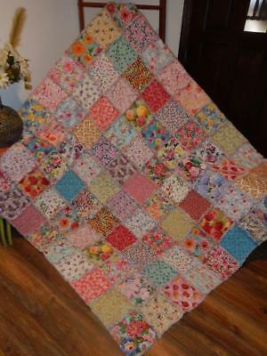 Painted Petal Extra Large Rag Quilt flowers Roses daisies Beautiful florals NEW