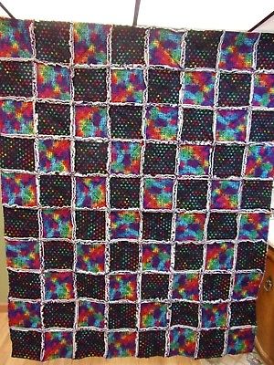 Tie-dyed Dog Lover Rag Quilt #1  63