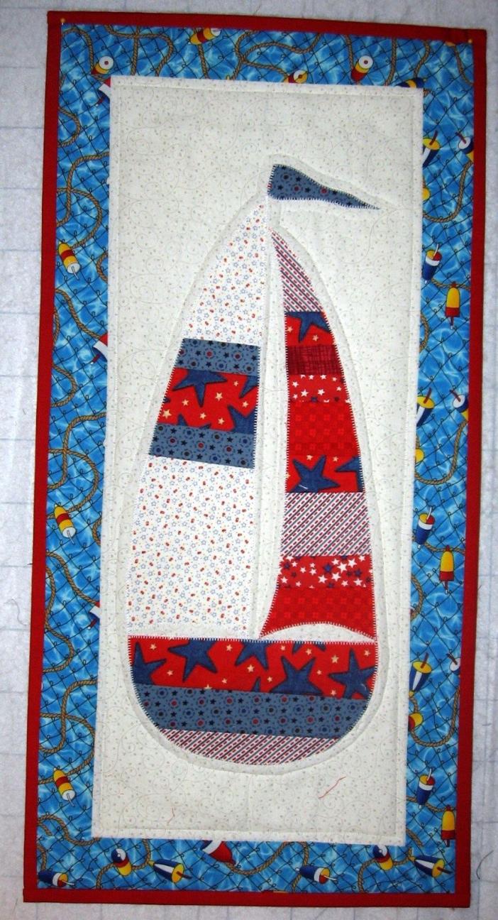 Sailboat handcrafted quilted wall hanging 28