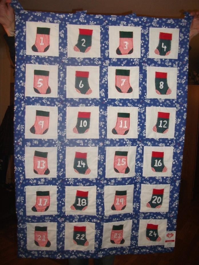 Christmas SN Advent Quilt Wall/Lap, Handmade, MK Design, Day Pockets, 1 of K
