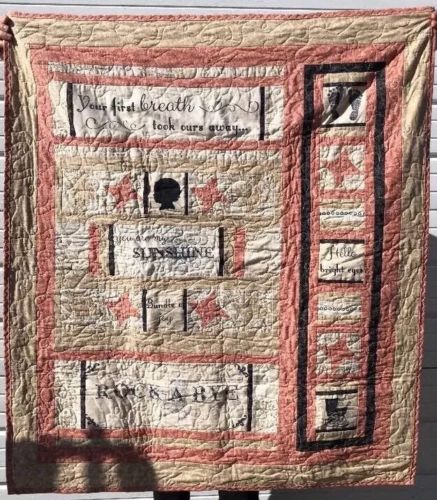 Hand Made Baby Quilt Nice Sayings ADORABLE Patchwork Girl 42” X 47”