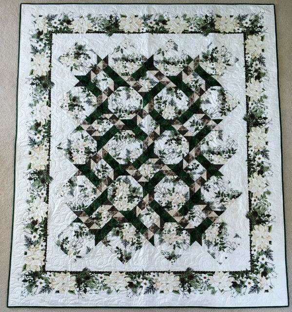Winter Twist Green and White Lap Size Quilt