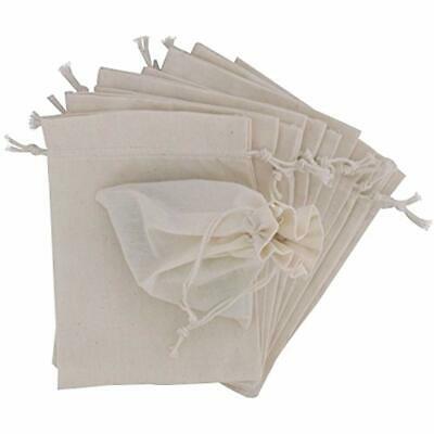 100 Percent Cotton Muslin Drawstring Bags 12-Pack For Storage Pantry Gifts (6 X