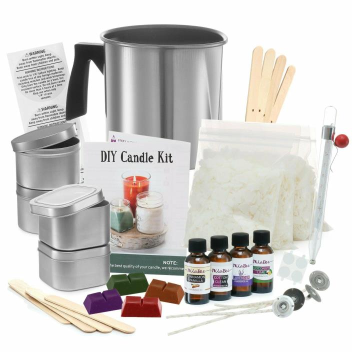 Complete DIY Candle Making Kit Supplies Create 4 Large Scented Candle 2 LB Wax