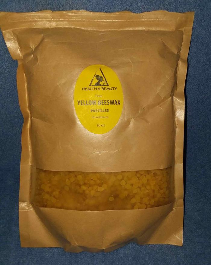GOLDEN BEESWAX BEES WAX  by H&B Oils Center ORGANIC PASTILLES BEADS 16 OZ
