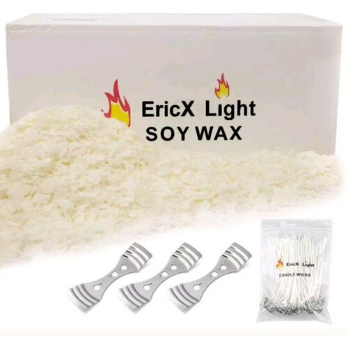 10 pounds EricX Light Natural Soy Wax?116 Candle Wicks?3 Wick Centering Devices