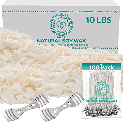 Hearts and Crafts Soy Candle Wax and Wicks for Candle Making, All-Natural - 10lb