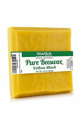 Stakich Pure Yellow BEESWAX Block - 100% Natural, Craft Grade, Premium Qualit...