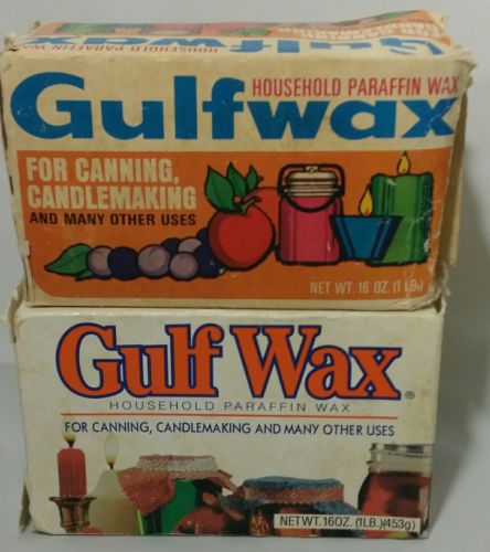 Vintage Advertising Gulf Household Paraffin Wax Gulf Oil Gas 16 oz Canning 2 Pac