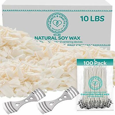 Hearts Kits Crafts Soy Candle Wax Wicks For Making, All-Natural 10lb Bag 100ct 6