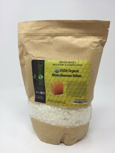 USDA Organic White Beeswax Pellets by Sky Organics 1lb -Suer Quality. (B7-SD)