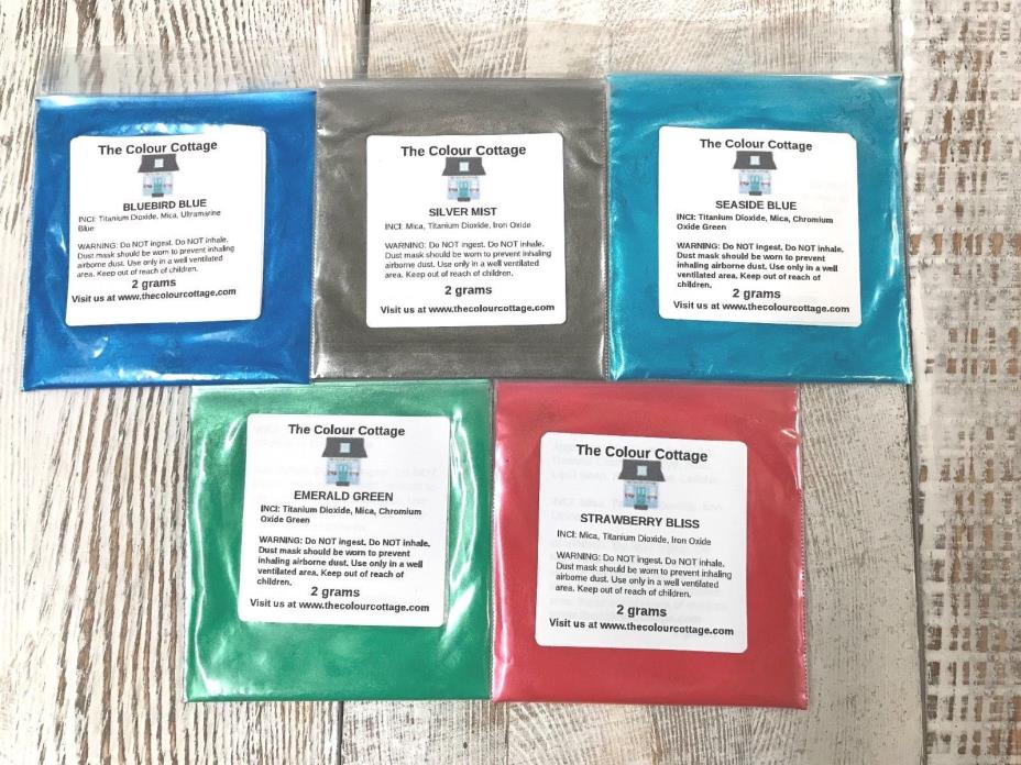 Mica Powder 5 Pk Sample Shimmer Pigment for Epoxy Resin Art, Soap, 2g Pks C4