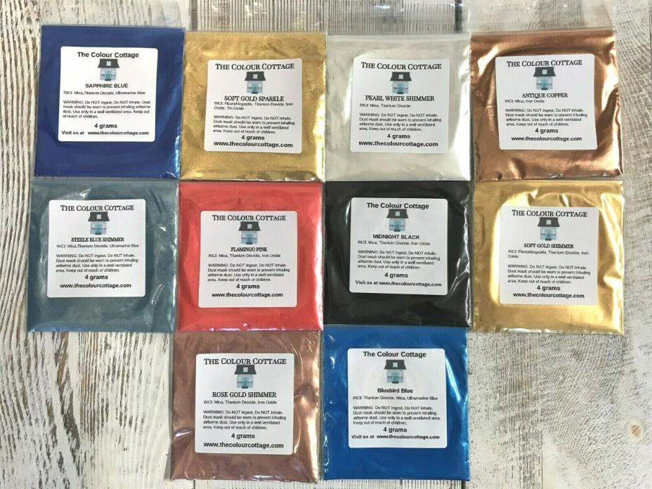 Mica Powder 10 Pk Sample Shimmer Pigment for Epoxy Resin Art, Soap 4g Pks NEW B7
