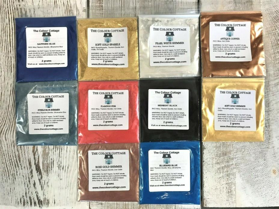 Mica Powder 10 Pk Sample Shimmer Pigment for Epoxy Resin Art, Soap 2g Pks NEW A7