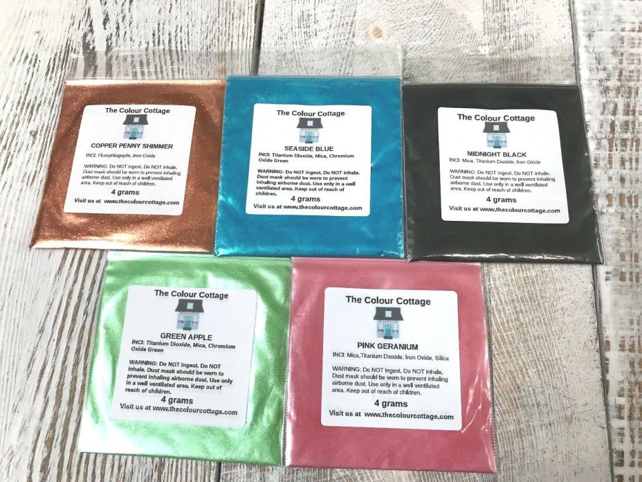 Mica Powder 5 Pk Sample Shimmer Pigment for Epoxy Resin Art, Soap, 4g Pks D2