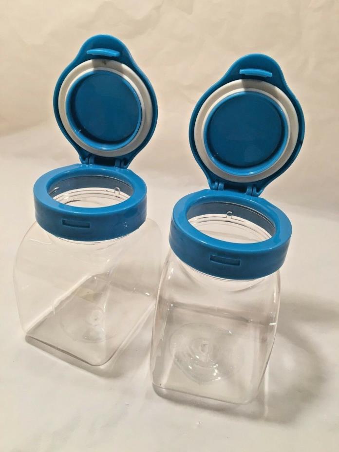 Small Storage - Clear Plastic with Blue Flip Lids - 9.1 oz - Set of Two - 4
