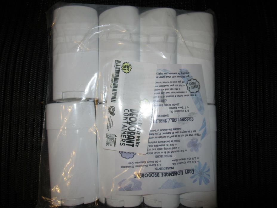 2.5 oz. Empty White Plastic Deororant Containers, BPA Free, set of 8