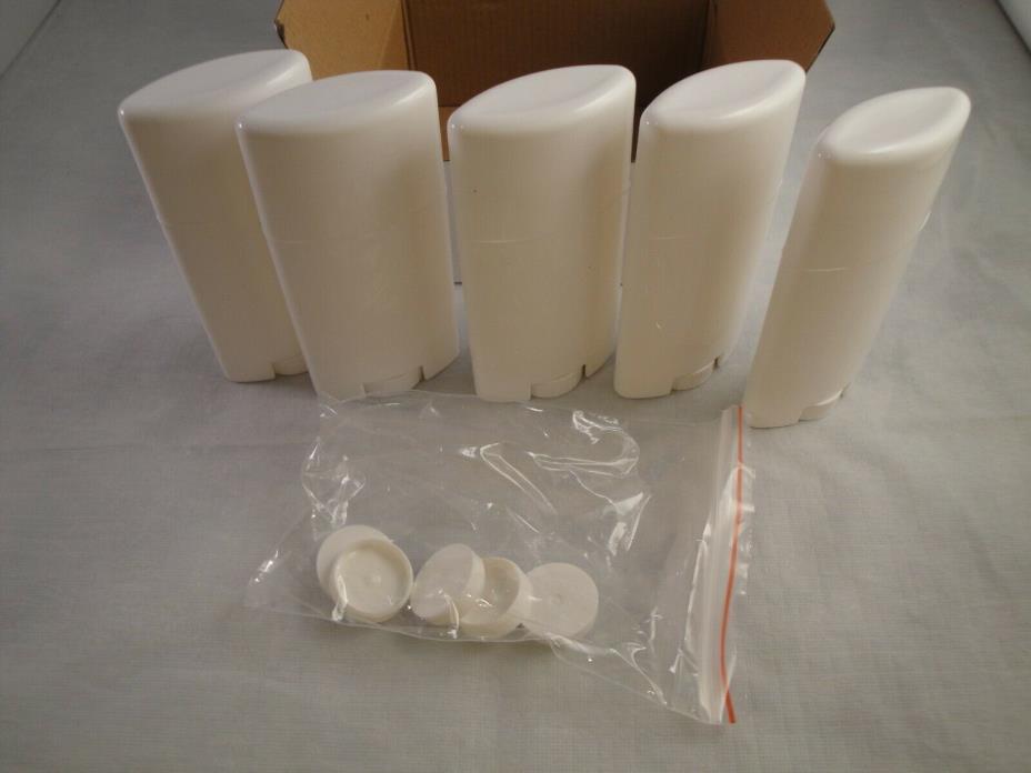 DEODORANT CONTAINERS White Set/5 Empty Tubes Lotion Bars 2.5 oz BPA Free NEW