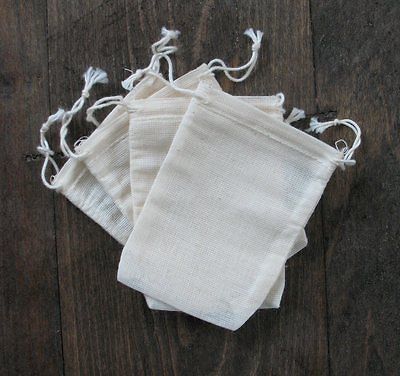30 muslin drawstring bags sampler10 mini, 3x5,4x6 ea
