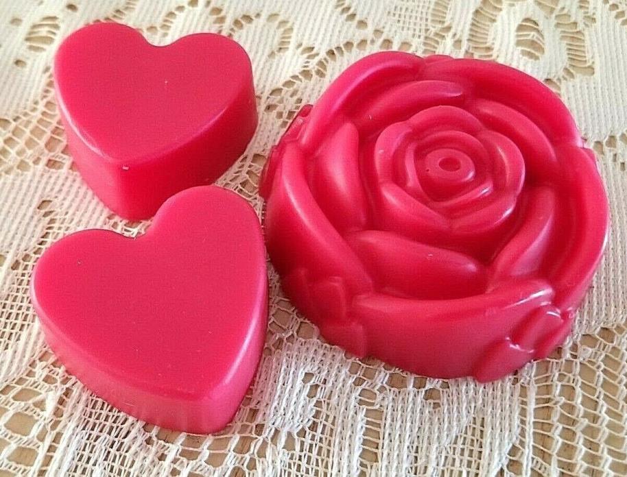 ONE(1) LARGE ROSE & 3 SMALL HEARTS ORGANIC SOY WAX TARTS!!