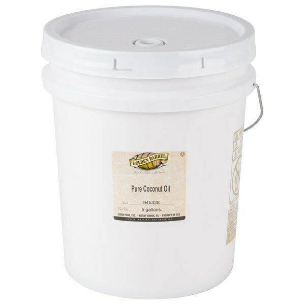 Golden Barrel Pure Coconut Oil 5 Gallon Pail Commercial 38 Lb Bucket Bulk Fry
