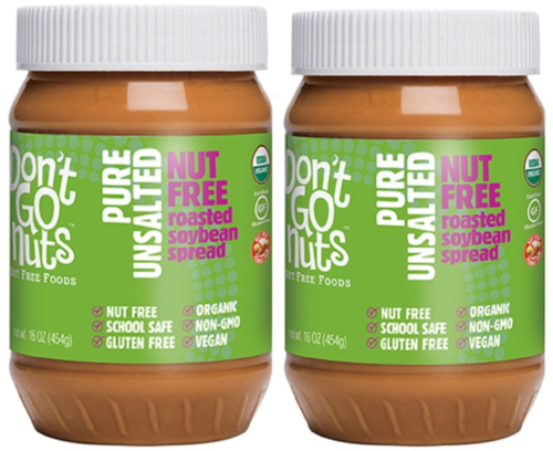 Don't Go Nuts Nut-Free Non GMO Organic Roasted Soybean Spread, Pure Unsalted, 2