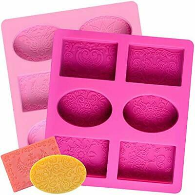 2 Molds Pcs Silicone Soap Molds, 12 Patterns Rectangle & Oval For Making, BPA