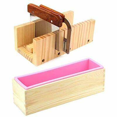 Wooden Molds Soap Loaf Cutter And Set + 1 Pc Rectangle Silicone With Box Wavy