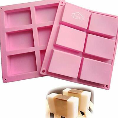 2 Molds Pack 6 Cavities Silicone Soap Mold, Cavity DIY Molds, Rectangle Baking