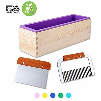 Large Silicone Soap Making Mold Box Purple Wood Rectangle Soap Mold Slicer Tools