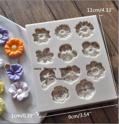 Mini Flowers mold, flowers embed mold, fondant flower mold, rose embed mold