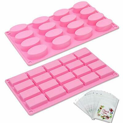 Tomnk Candy Making Molds 20 Cavity Rectangle (2&quotx1") 16 Oval Silicone Of