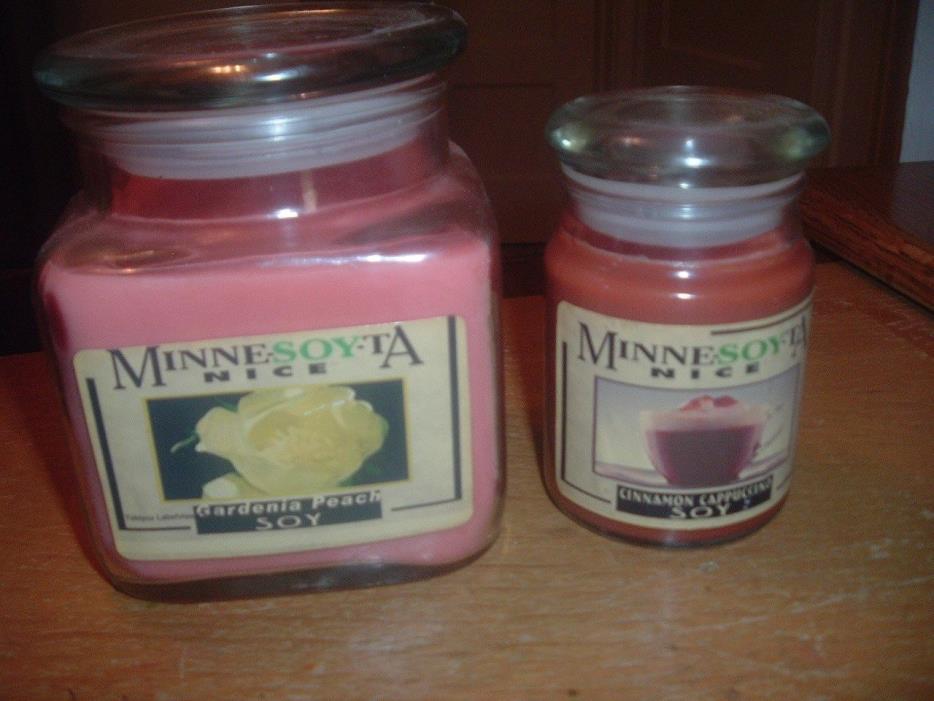 1 Minnesoyta Nice Soy Candle Gardenia Peach, 16oz,-1 Cinnamon Cappuccion soy 5oz