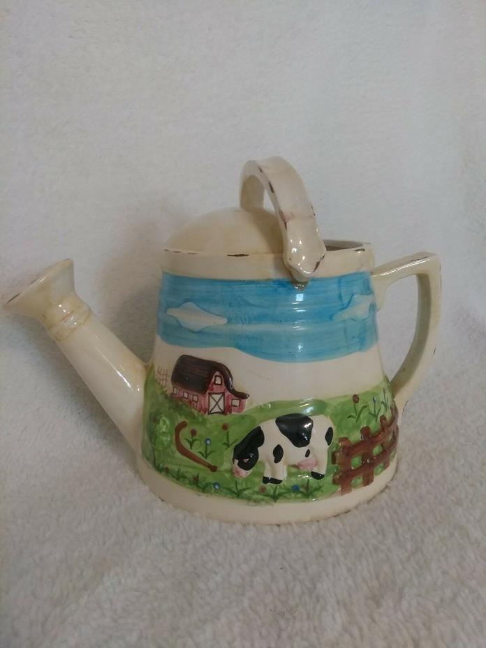 Ceramic Farm Field Cows water sprinkler can home decor 8